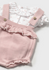 1661 Infant Girls Classic Cotton Spanish Blouse and Knit Romper Set - Sakura Pink