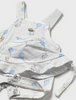 1601 Infant Boy Cotton Linen Overall Romper w/Sun Hat - Sky Blue Elephant Kites