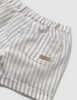 1208 Infant Boy Cotton Linen Shorts - Natural Stripes