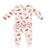Angel Dear Bamboo 2 Way Zippered RUFFLED Footie - Best Friend Dogs Pink