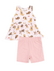Angel Dear Bamboo Peplum Tank Top and Shorts Set - Best Friend Dogs Pink