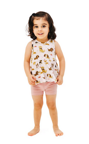 Angel Dear Bamboo Peplum Tank Top and Shorts Set - Best Friend Dogs Pink