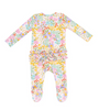 Angel Dear Bamboo 2 Way Zippered RUFFLED Footie - Amelia Bright Floral
