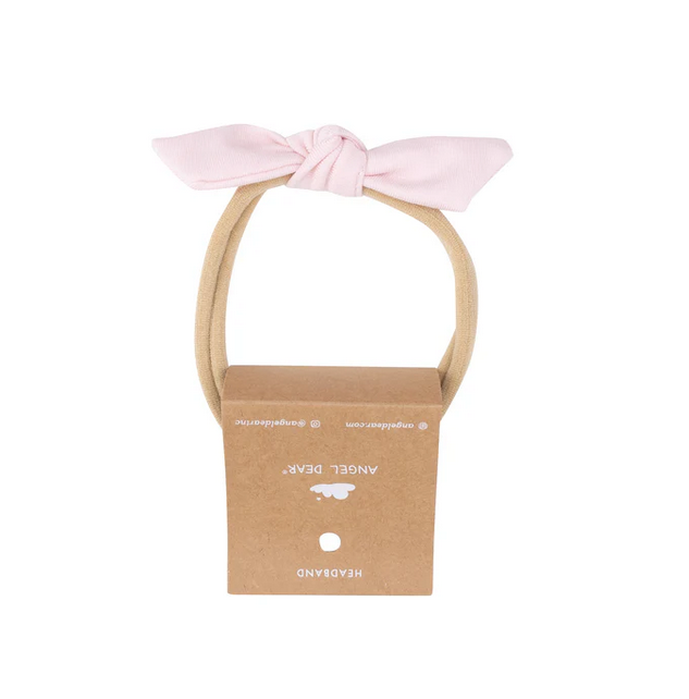 Angel Dear Nylon Headband, Bamboo Bow - Classic Pink