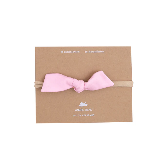 Angel Dear Nylon Headband, Bamboo Bow - Nosegay Pink