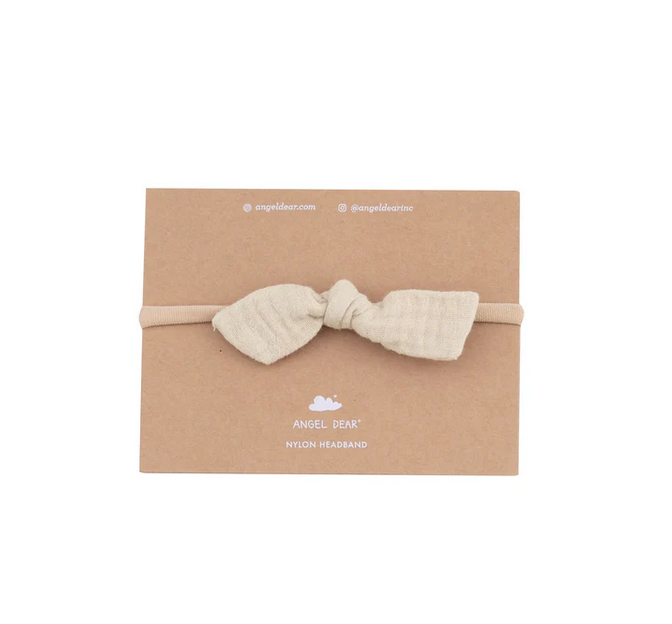 Angel Dear Nylon Headband, Muslin Bow - Oxford Tan