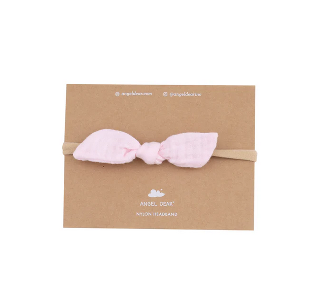 Angel Dear Nylon Headband, Muslin Bow - Ballerina Pink