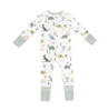 Angel Dear Bamboo L/S 2 Way Zipper Convertible Romper - Soft Dinos Grey