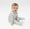 Angel Dear Bamboo Peter Pan 2 Way Zippered Footie - Baby Veronica Blue Floral
