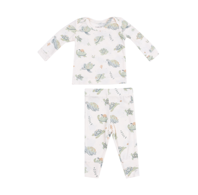 Angel Dear Bamboo MIcro Ribbed L/S PJ Long Lounge Set - UNISEX Sea Turtles