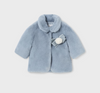 Plush Faux Fur Opera Coat - Chalky Blue - Front