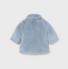 Plush Faux Fur Opera Coat - Chalky Blue - Back