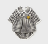 B/W L/S Gingham Dress & Bloomer Set - Front