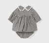 B/W L/S Gingham Dress & Bloomer Set - Back