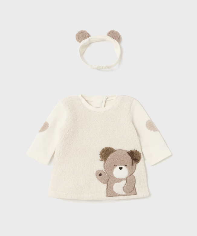 Eco Plush Teddy Bear Dress & Headband w/Ears - Front