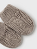 Eco-Knit Pom Beanie w/Ear Cover & Mitten Set, Lt Brown Latte - Close-up Mittens