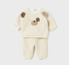 2514 Sherpa 2PC Jogger Set - Natural Teddy Bear - Front