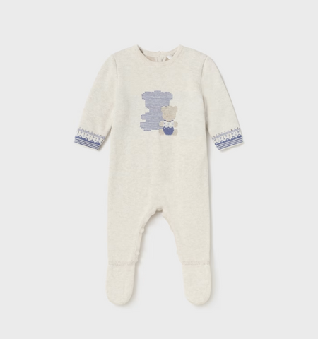 2672 Mayoral Baby Boy Eco L/S Tricot Knit Romper - Classic Navy Bear