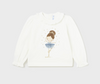 L/S 3D Ballerina Shirt - Natural & Blue - Front