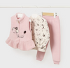 3PC Plush Vest & Sweat Suit Set - Pink Poodle