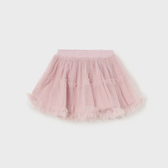Textured Tulle Skirt - Rose Pink - Front