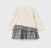 A-Line Grey Plaid & Cream Dress - Back