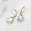 Teardrop Crystal Glass Stone Drop Dangle Earrings: AB Aqua Crystal princess