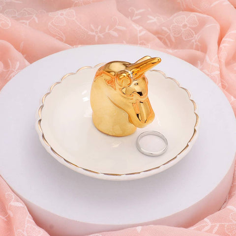 Unicorn Ring Holder Jewelry Dish - Ceramic and Gold