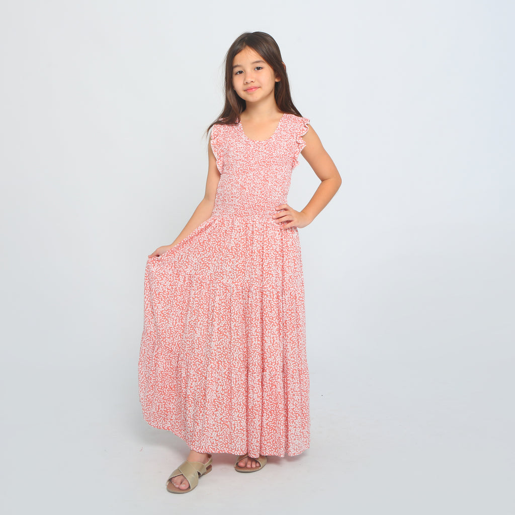 Joyous Luca Flutter Sleeve Maxi Rose Pink Dress