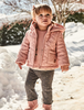 baby girls quilted padded hooded coat, heart blush pink