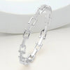 Equestrian CZ Pave Crystal Horseshoe Buckle Hinged Bangle Bracelet: Silver