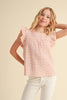 Tween/Teen Girls Flutter Eyelet Crochet Lace Tie Back Top - Blush Pink
