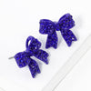 Pave Bow Stud Earrings: Fuchsia Pink Crystallized