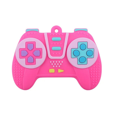 Silicone Teether Toy, Video Game Controller, Hot Pink