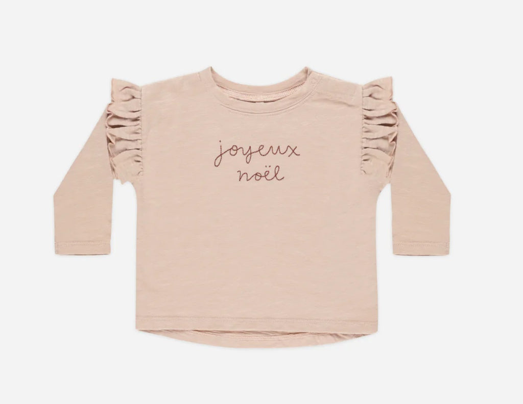 Rylee + Cru Mini Girls Ruffle Long Sleeve Tee - Joyeux Noel