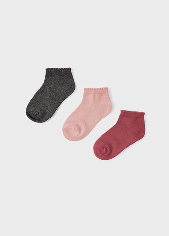 10325 Mayoral Girls Short Socks, 3 Pair Set, Eco-Sustainable
