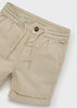 Bermuda Linen Relaxed Shorts, Sand, Front Button, Adjustable Drawstring, Front Functional Poclers