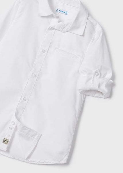 boys white dress shirt 140 Mayoral Mini Boys Collared Dress Shirt, Roll Up Sleeves, White – Bubble  Belly moms | babies