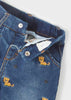 Girls Mayoral Denim Trousers Snap Button Fastening, Front Functional Pockets, Front Detail