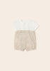 1611 Mayoral Boys Classic Peter Pan Ceremony Romper, Linen
