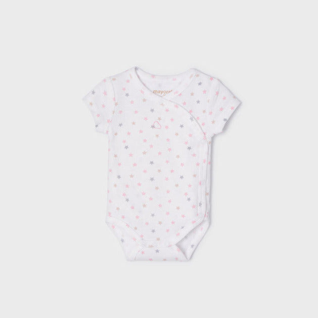 Mayoral Girls Pearl Pink Snap bodysuit, Short Sleeved, Front