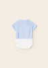 1765 S/S Collared Dress Shirt Bodysuit Lt Blue Chambray back view