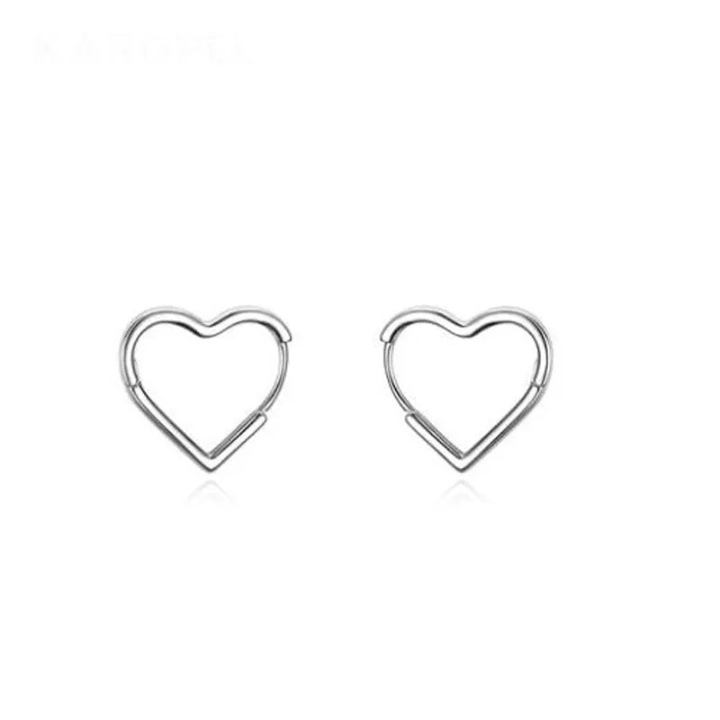 925 Sterling Silver Kids Pierced Earrings, Heart Hoops
