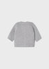 Unisex Knitted Grey Cardigan, Long Sleeved Round Neckline, Back