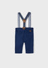 Boys Mayoral Navy Blue Pants with Suspenders, Decorative Back Pockets, Adjustable Suspenders