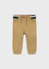 Mayoral Boys Tan Jogger Pants, Elasticated Bottom Cuffs and Waistband, Adjustable Drawstring, Pockets, Front
