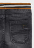 Boys Black Soft Denim Joggers,  Mayoral Spain, Boys Black Pants, Back, Back Pockets with "MYRL" Stitched on Back Pocket