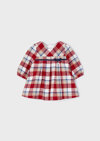 2809 Mayoral Girls Plaid Dress, Red, Eco-Sustainable