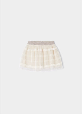 2933 Mayoral Girls Tulle Lace Skirt, Champagne