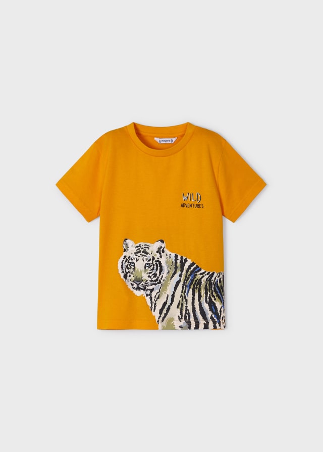 3007 Mayoral Mini Boys Graphic Print TShirt, Jungle Safari Amber